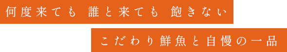 何度来ても誰と来ても飽きない
こだわり鮮魚と自慢の一品